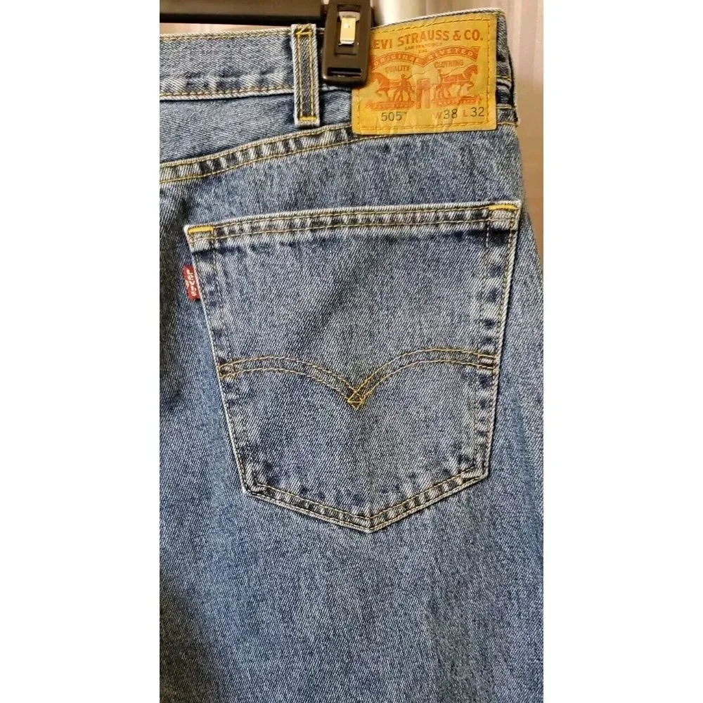 Levi's 505 Mens‎ Straight Fit Stonewash Blue Denim Jeans 38x32